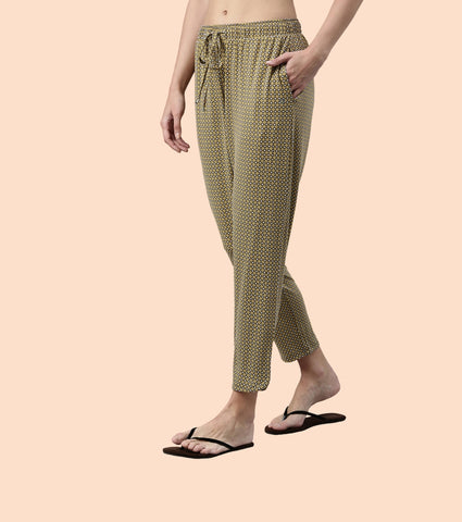 Shop-In Pants - Tapered Lounge Pants With Self Fabric Drawstring With Metal Ends