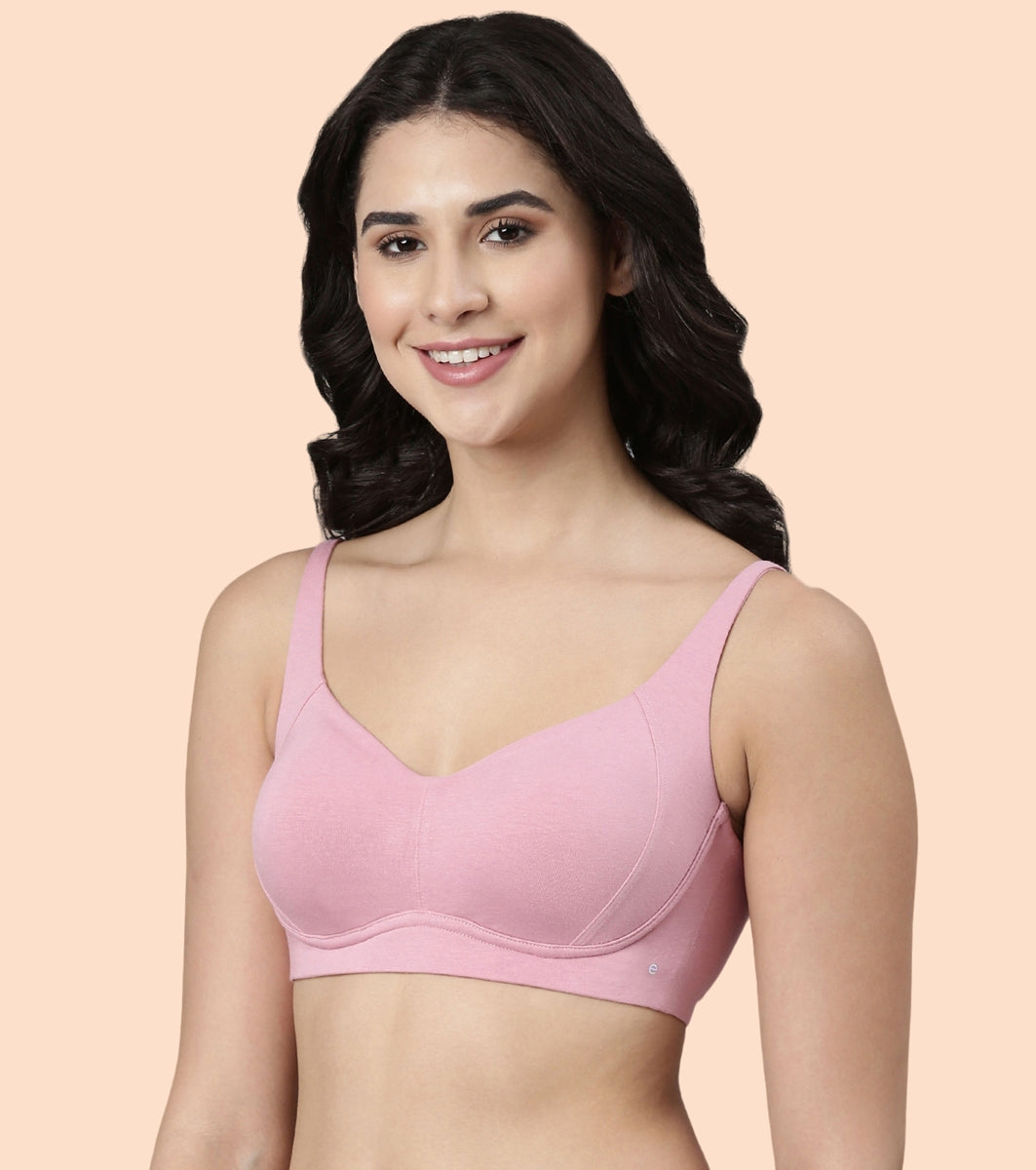 Enamor BambooBliss A077 Ultimate Softness Innovation Bamboo Cotton Full Support T-shirt Bra for Women- High Coverage, Padded and Wirefree