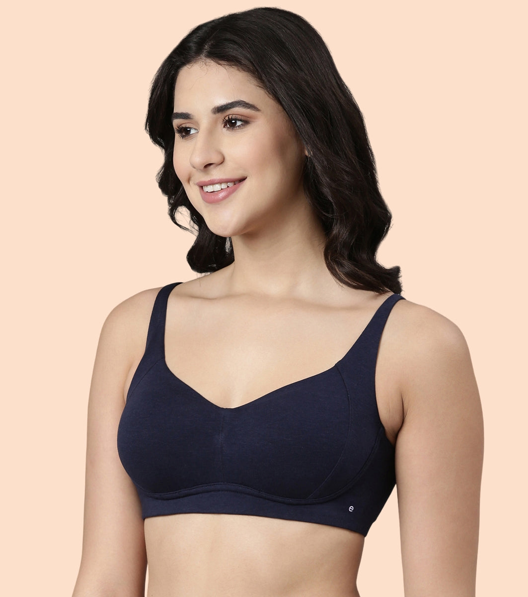 Enamor BambooBliss A077 Ultimate Softness Innovation Bamboo Cotton Full Support T-shirt Bra for Women- High Coverage, Padded and Wirefree