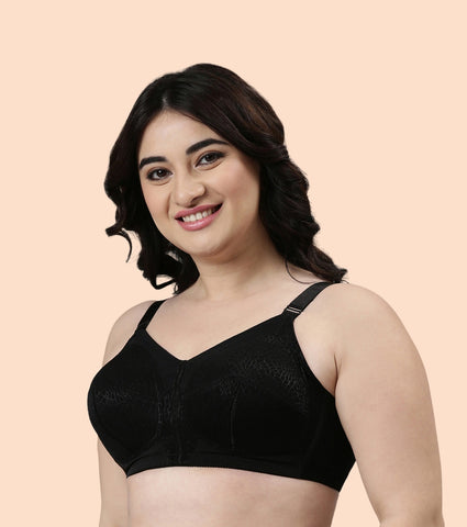 Enamor Body Transform F096 Ultimate Curve Support Bra for Women- Full Coverage, Non Padded and Wirefree - Black