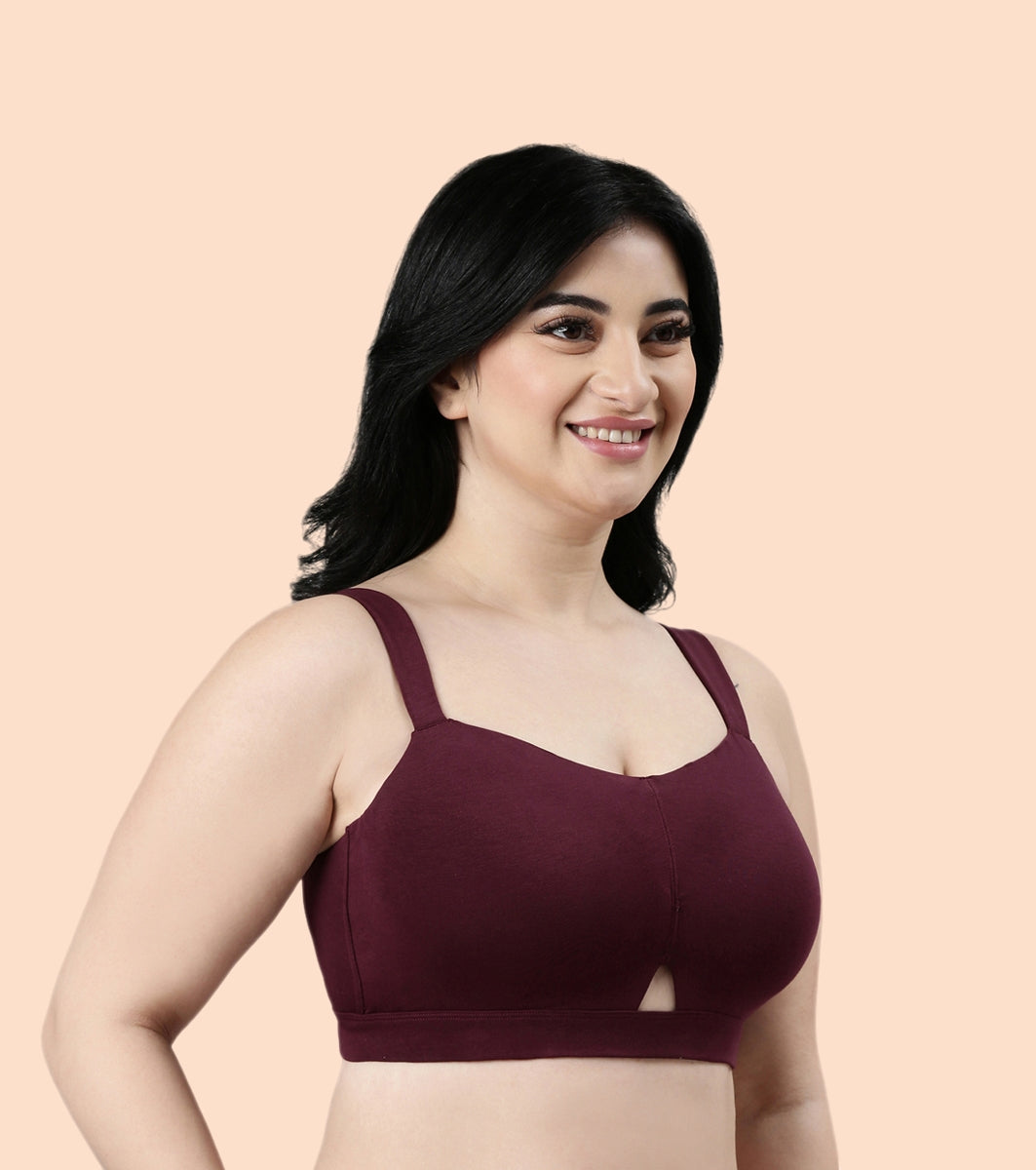 Enamor Cloud Soft A064 Cotton Full Support Minimizer Bra for Women -Padded ,Wirefree and  Full Coverage