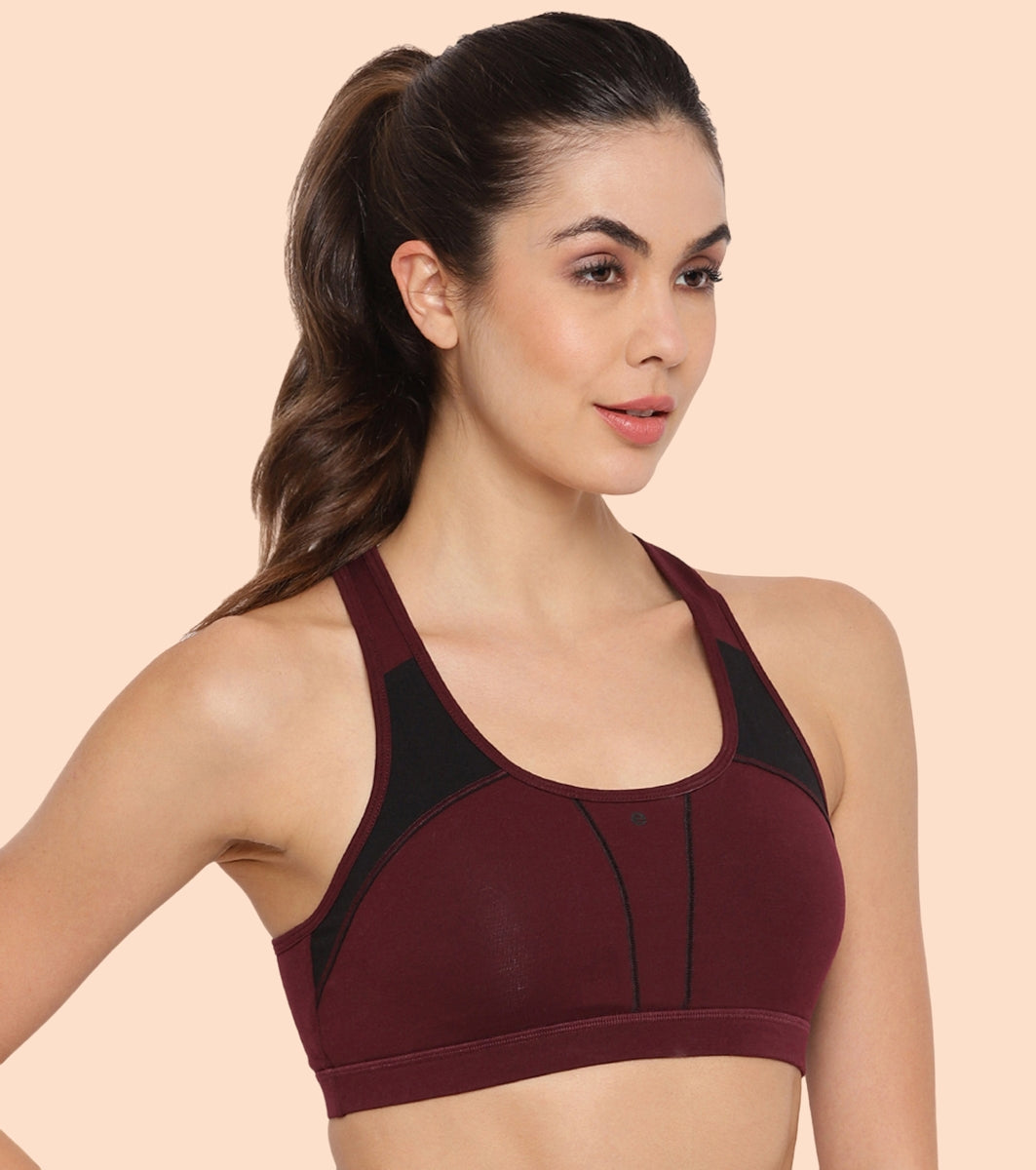 Racer Back Medium Impact Sports Bra with Removable Pads