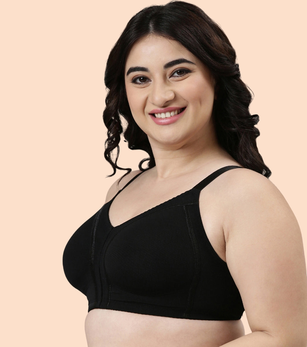 Enamor Body Transform F097 Smooth Contour Lift Bra for Women- Full Coverage, Non Padded and Wirefree - Black