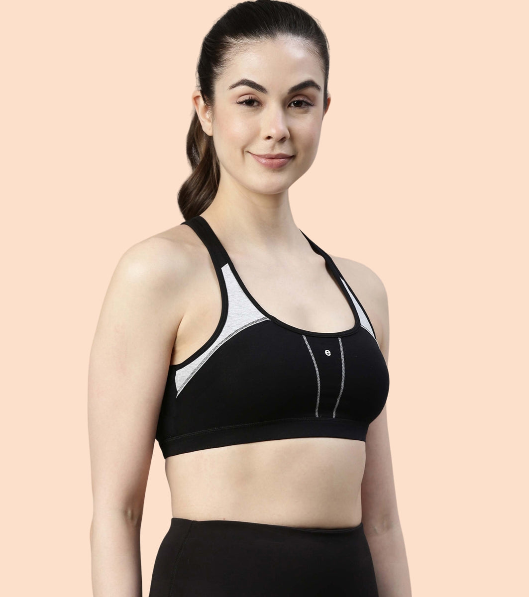 Racer Back Medium Impact Sports Bra with Removable Pads