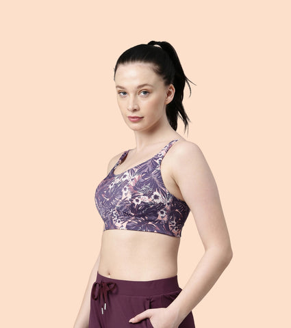 Enamor Agion SB18 Convertible Back High-Impact Sports Bra for Women- Full Coverage, Padded and Wirefree - Lilac Run