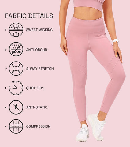 Enamor A610 Women's Quick Dry High Waist Workout Leggings with Elasticated Waistband - Lilas