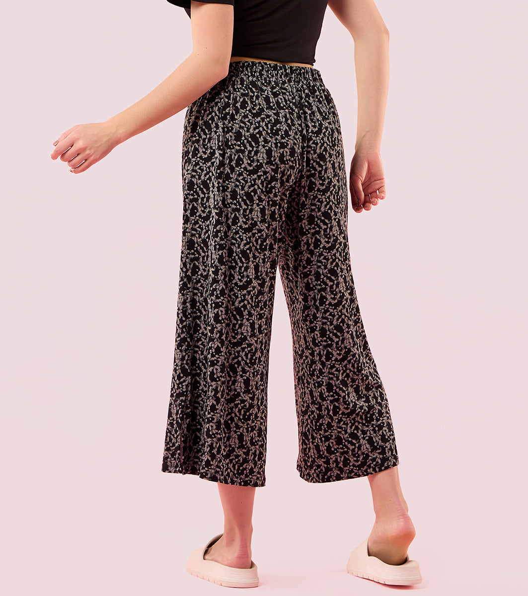 Enamor Essentials EA64 Shop In Culotte | Crop Length Culotte With Smart Side Slits - Jbk Abstract Alchemy