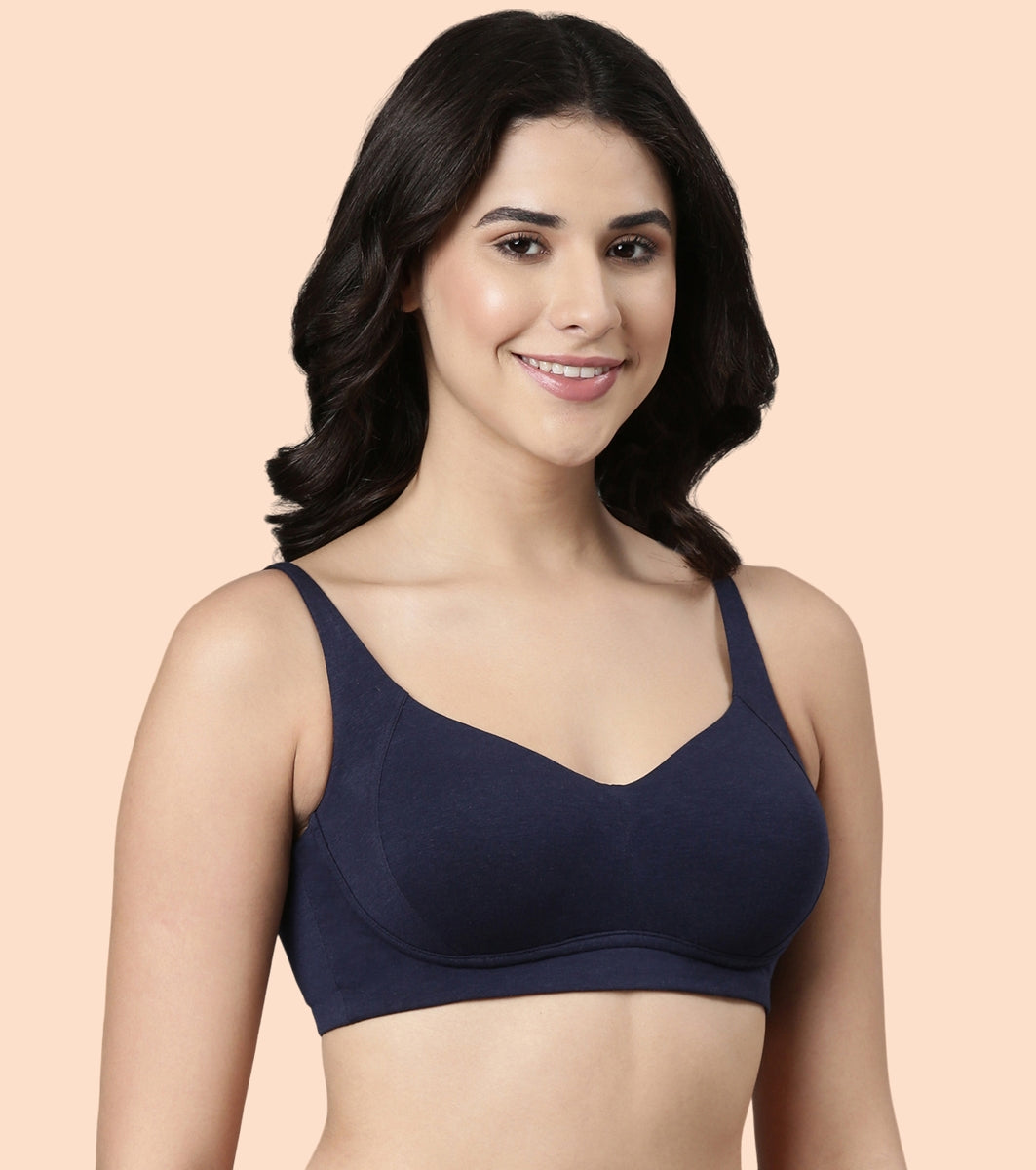 Enamor BambooBliss A077 Ultimate Softness Innovation Bamboo Cotton Full Support T-shirt Bra for Women- High Coverage, Padded and Wirefree