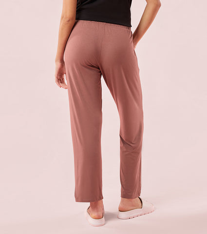 Enamor E404 Women's Home Pant - Relaxed Fit, Mid Rise, Regular Length, Straight Leg - Nutmeg