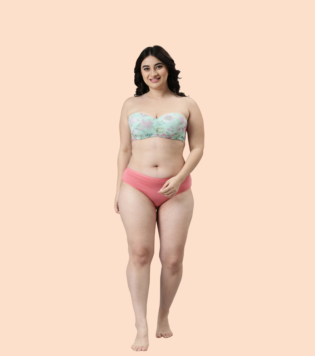 Enamor Full Figure, Strapless & Multi-Way Bra For Women - Padded, Wired Bra For Perfect Shape & Coverage | F074 | Mint Floral