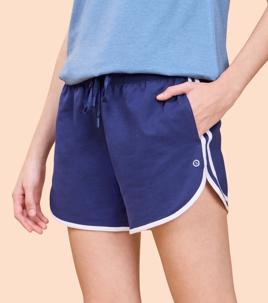 Enamor E702 Boxer Shorts - Cotton Terry Shorts with Contrast Binding for Stylish Comfort