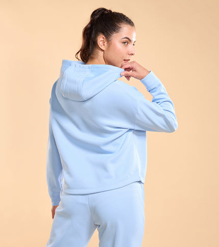 Enamor A905 Fleece Sweatshirt Relax Fit Crop Hooded Fleece Sweatshirt