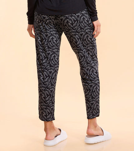 Enamor Essentials E048 Printed Tapered Lounge Pants With Self Fabric Drawstring With Metal Ends