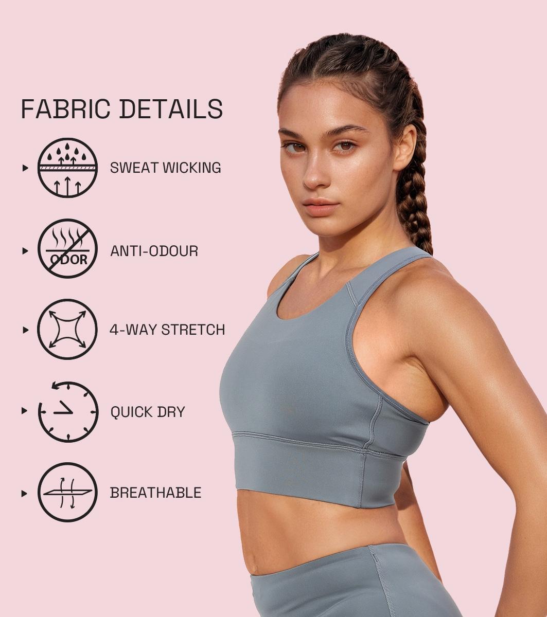 Enamor A202 Medium Impact Quick Dry Longline Workout Sports Bra - Cloud Grey