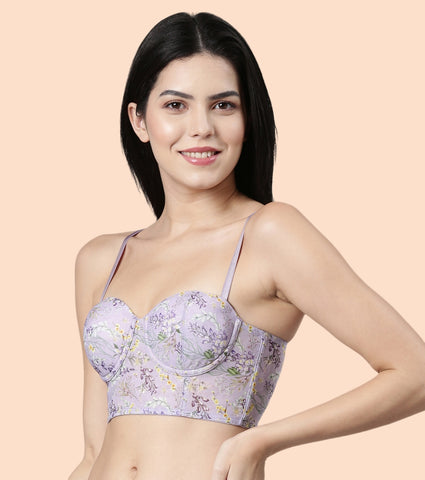 Enamor F130
FLEXI LIGHT PRINTED BUSTIER BRA
PADDED  WIRED  HIGH COVERAGE