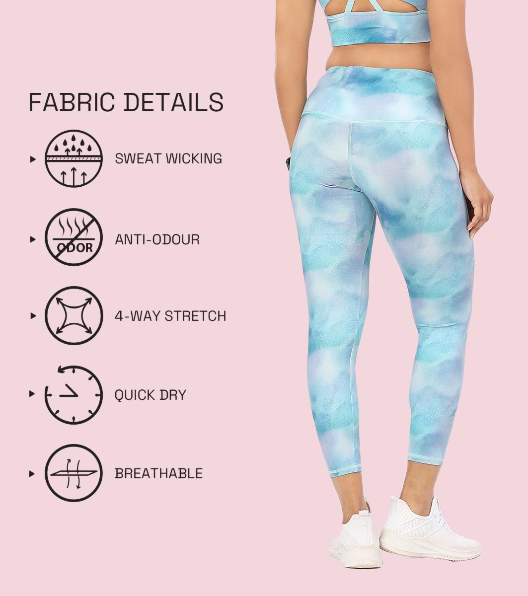 Enamor A607 Women Printed Hugged Fit High-Waisted 7-8th Length Tights with Elasticated Waistband - Galaxy Splatter Prt