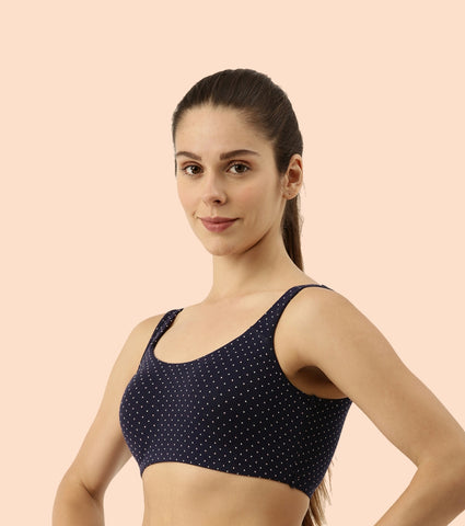 Enamor Low Impact Cotton Bra For Women - Non-Padded, Non-Wired, High-Coverage Bra For All-Day Comfort | SB06