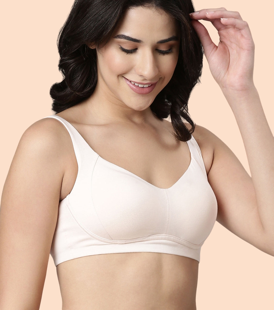 Enamor BambooBliss A077 Ultimate Softness Innovation Bamboo Cotton Full Support T-shirt Bra for Women- High Coverage, Padded and Wirefree