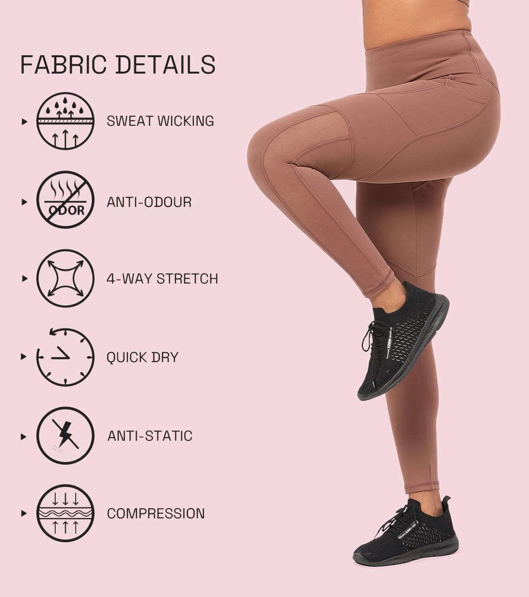 Enamor A610 Women's Quick Dry High Waist Workout Leggings with Elasticated Waistband - Nutmeg