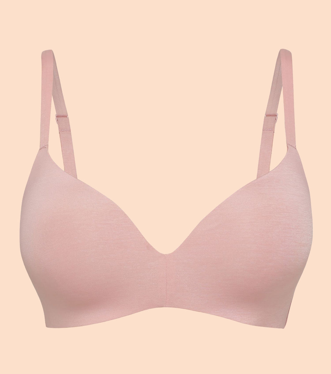 Enamor InvisiBra F084 Seamless Ultra Smoothening with Invisible Edges T-Shirt Bra - Padded Wirefree Medium Coverage - Peach Salmon