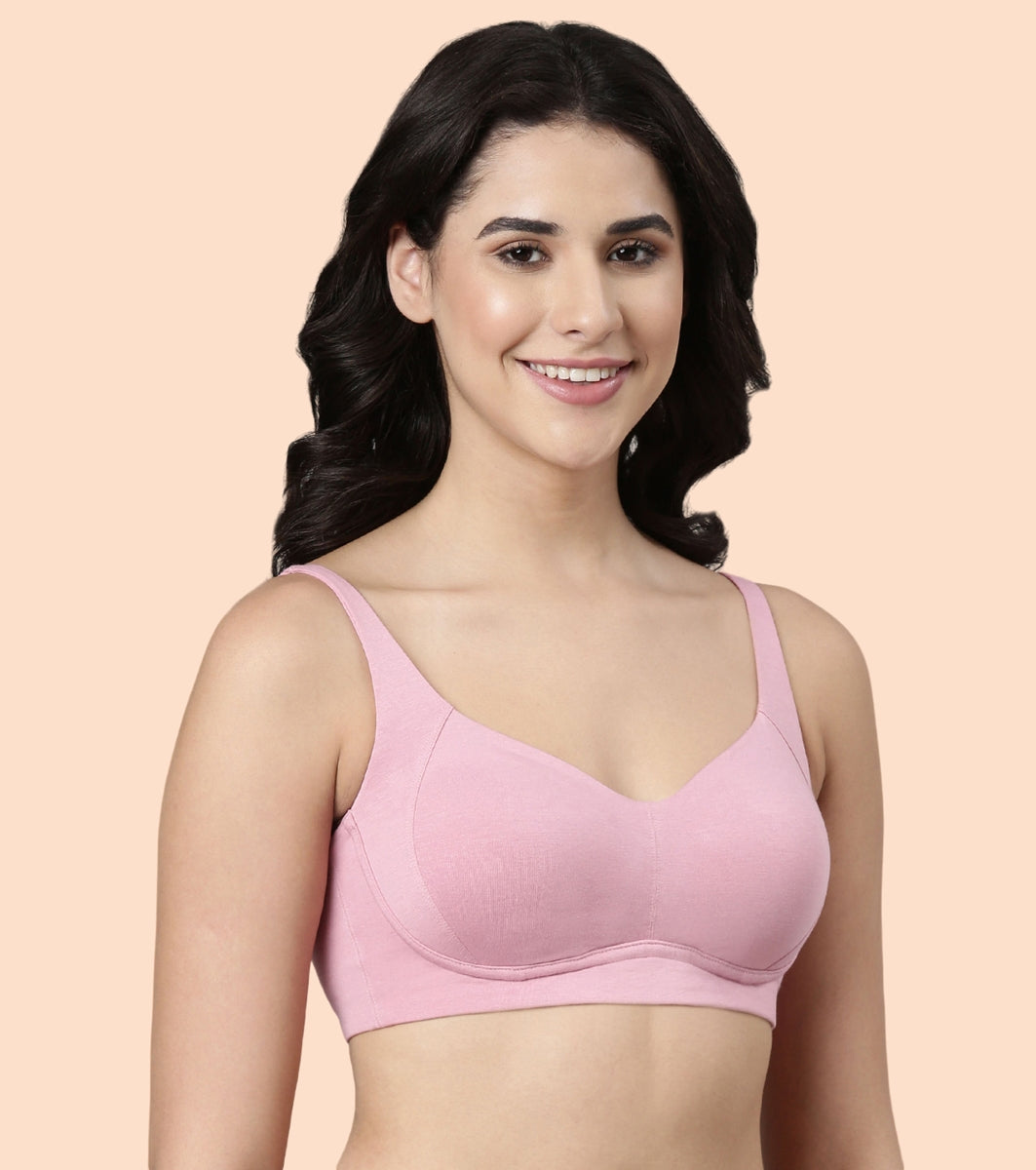 Enamor BambooBliss A077 Ultimate Softness Innovation Bamboo Cotton Full Support T-shirt Bra for Women- High Coverage, Padded and Wirefree