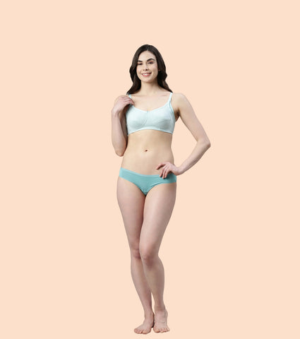 Enamor Eco-Melange MT02 Sectioned Lift and Support Cotton Nursing Bra for Women- High Coverage, Non Padded and Wirefree - Capri Melange