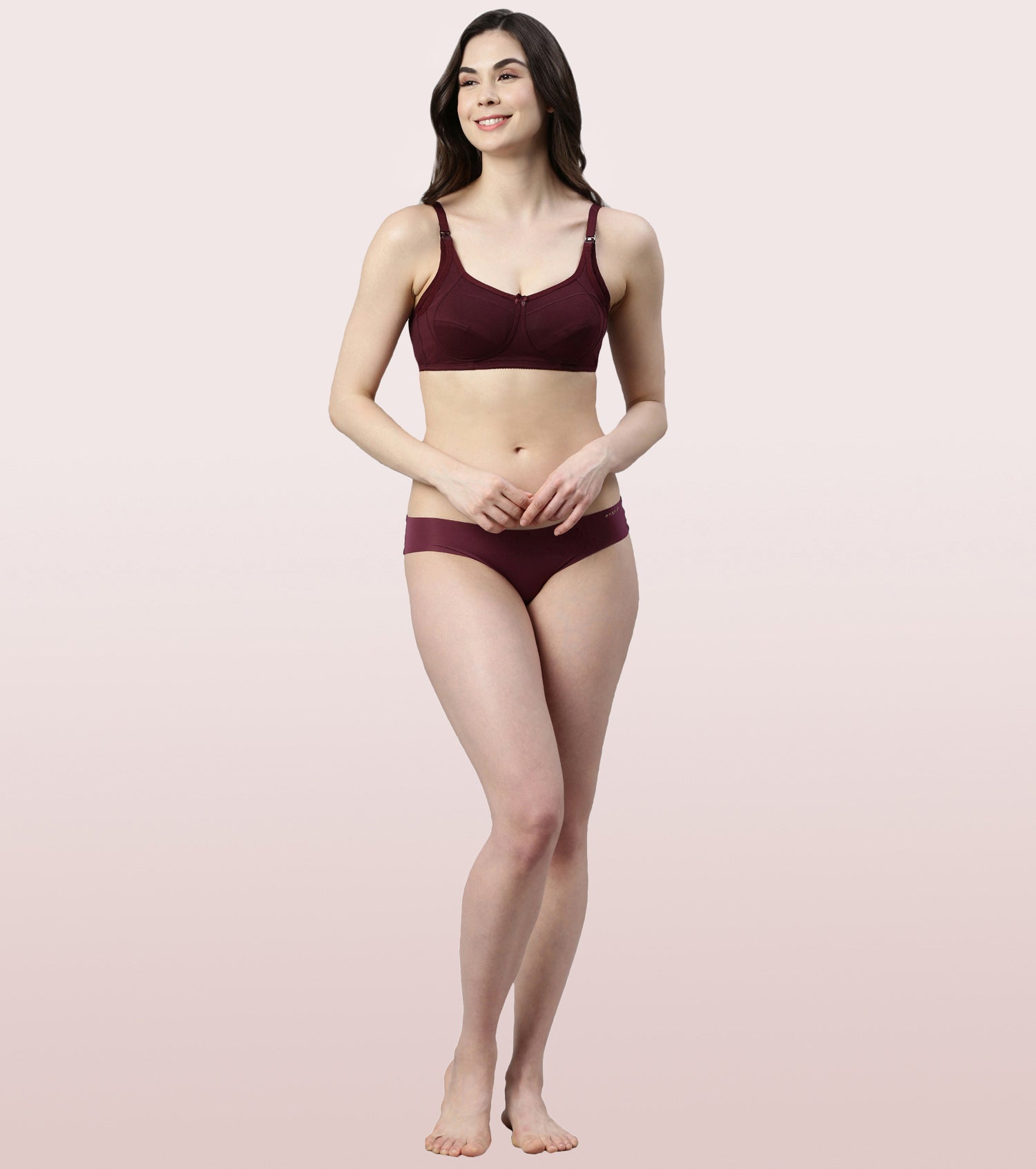 Buy Enamor High Coverage, Wirefree MT02 Sectioned Lift and Support  Eco-Melange Cotton Women Maternity/Nursing Non Padded Bra Online at Best  Prices in India