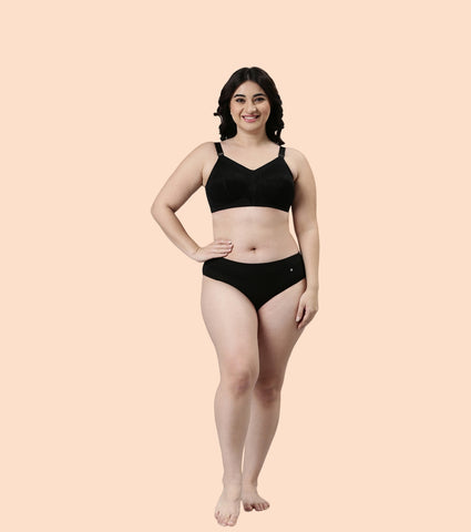 Enamor Body Transform F096 Ultimate Curve Support Bra for Women- Full Coverage, Non Padded and Wirefree - Black