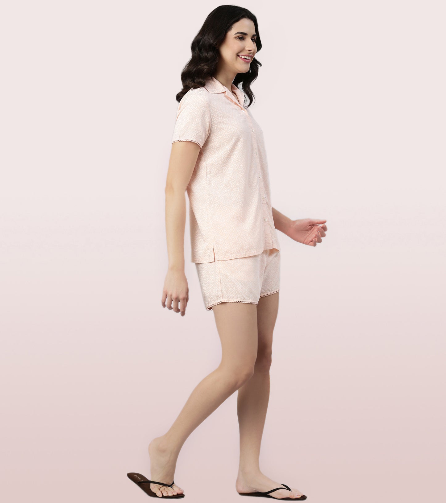 Slounge Shorts Set | Modal Woven Printed Shirt And Shorts Set - EC13