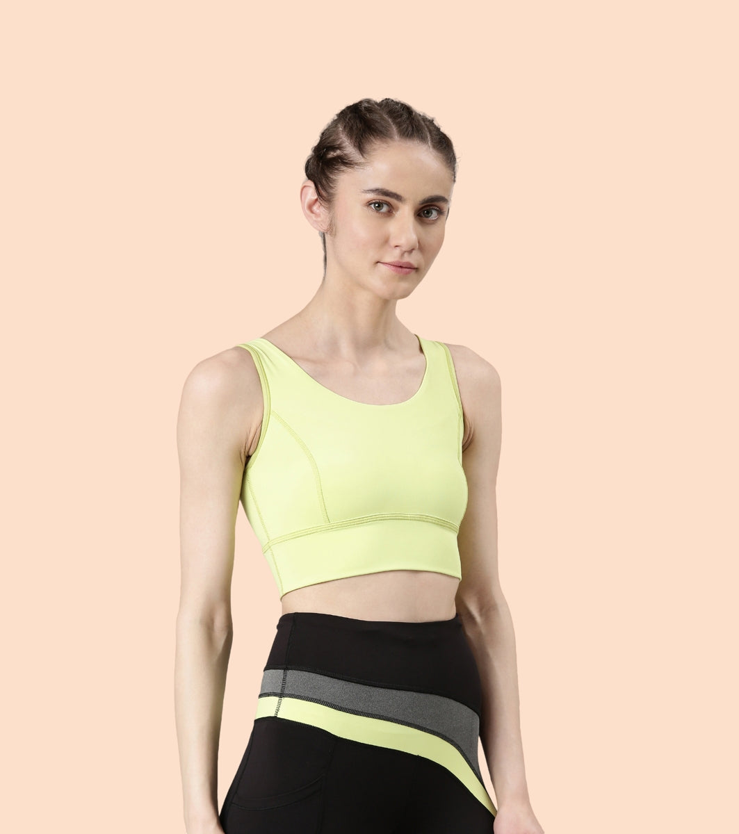 Longline Sports Bra – Solid | Scoop Neck Line High Impact Dry Fit Sports Bra