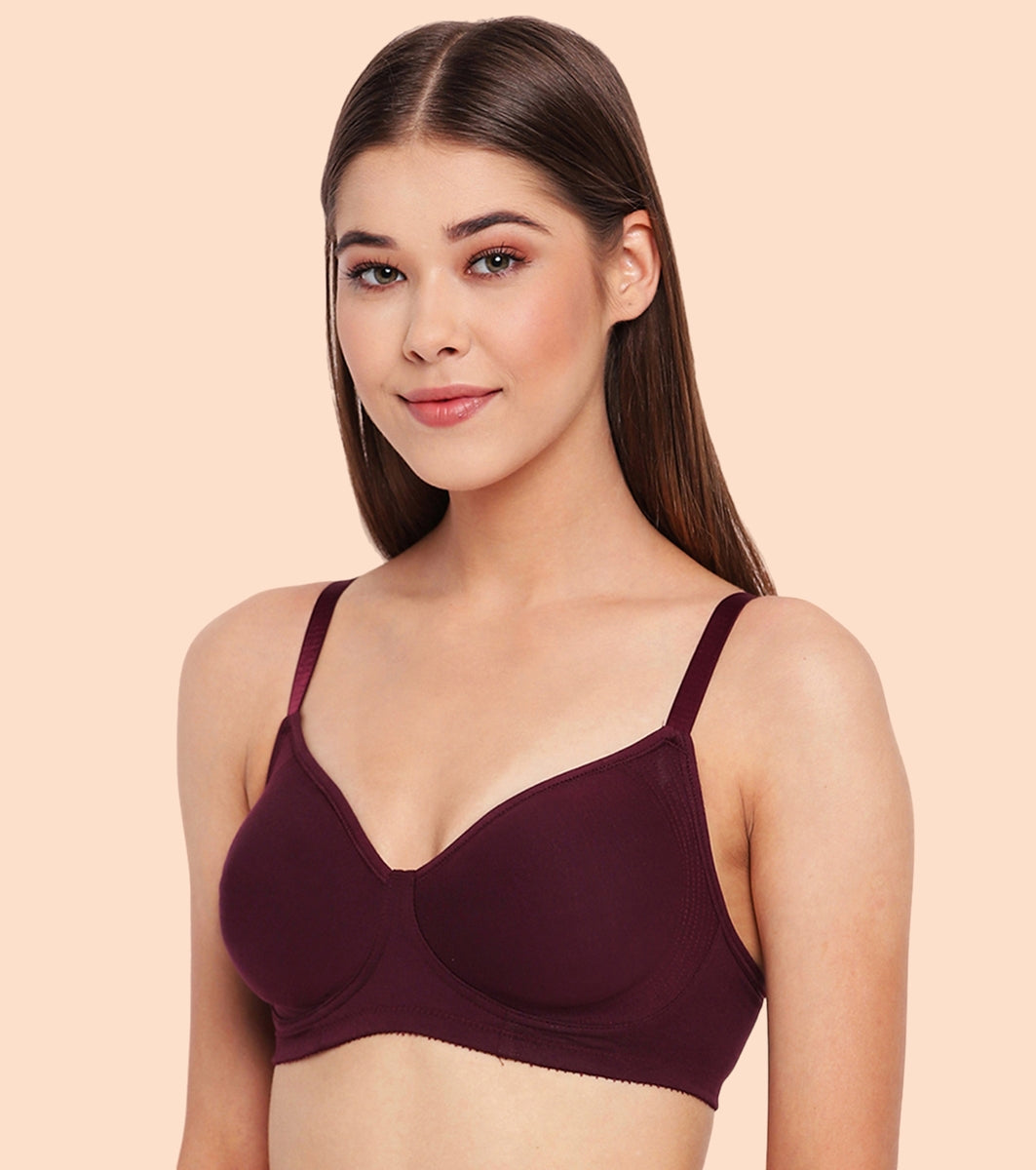 Enamor Fab-Cool A042 Side Support Shaper  Stretch Cotton Everyday Bra for Women- High Coverage, Non Padded and Wirefree - Purple