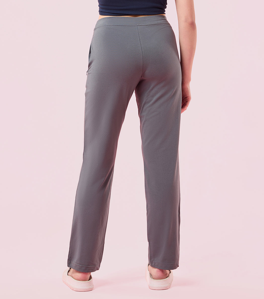 Enamor E014 Straight Leg with Adjustable Drawstring and Zipper Pockets Lounge Pants - Cloud Grey