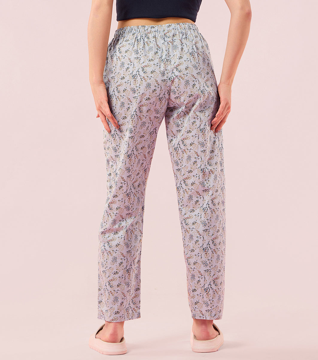 Essentials – E4A5 Hangout Pant Relaxed Fit | Mid Rise | Regular Length - Blue Botanical Print