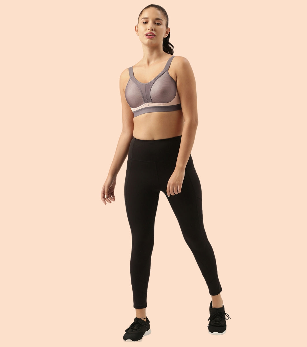 Enamor Agion SB25 Y-panel for Bounce Control High-Impact Sports Bra for Women- Full Coverage, Padded and Wirefree - Pearl