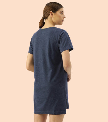 Tunic Tee – Solid | Short Sleeve Tunic Tee With Side Slit & Mindful Graphic