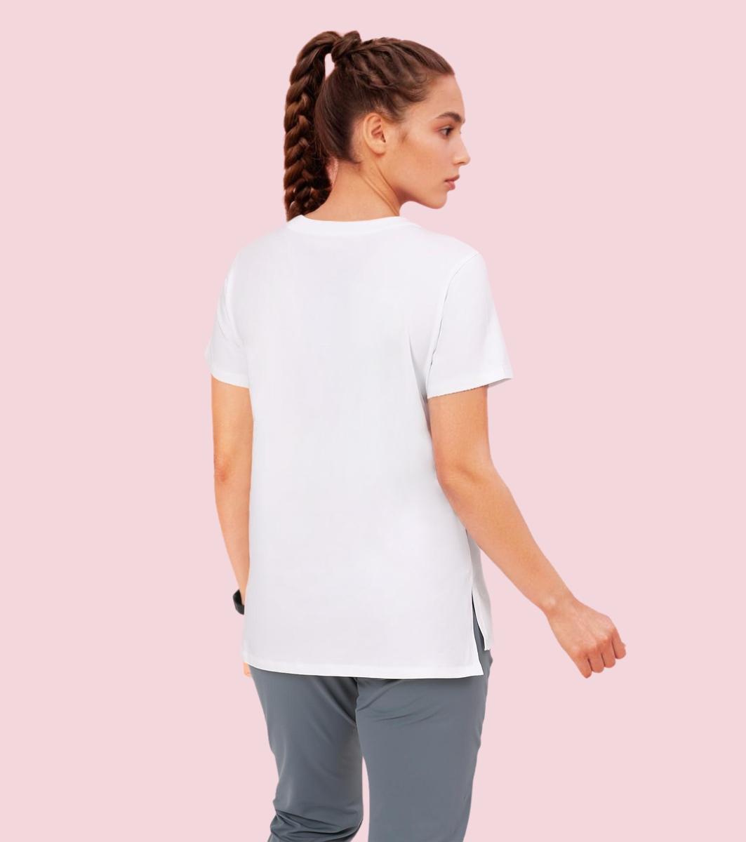 Enamor A301 Short Sleeve Anti-Odour Cotton T-Shirt With Graphic Print - Bright White Explore 