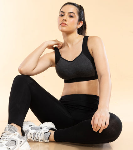 Enamor SB38 Medium Impact Cotton Sports Bra, Padded, Wire-Free, Full Coverage for Comfort