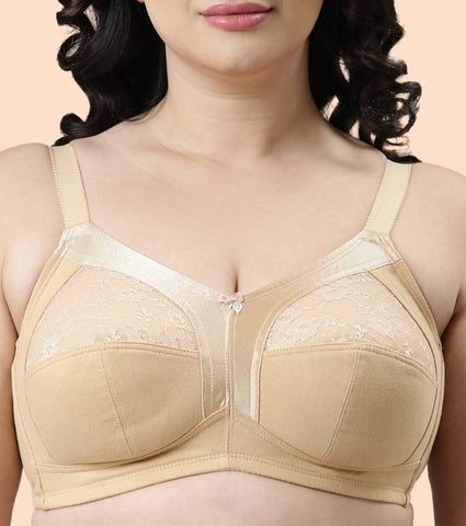 Enamor Fab-Cool A014 Super Contouring M-frame Full Support  Cotton Bra for Women- Full Coverage, Non Padded and Wirefree - Skin