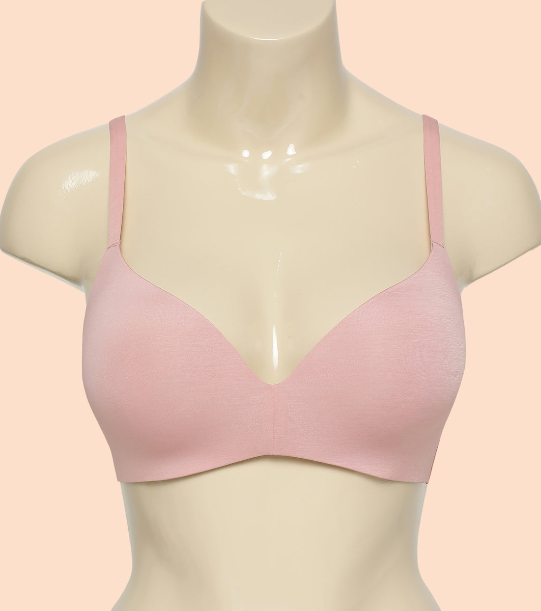 Enamor InvisiBra F084 Seamless Ultra Smoothening with Invisible Edges T-Shirt Bra - Padded Wirefree Medium Coverage - Peach Salmon