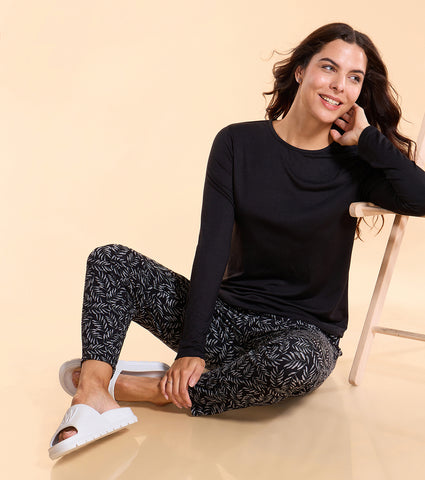 Enamor Essentials E048 Printed Tapered Lounge Pants With Self Fabric Drawstring With Metal Ends