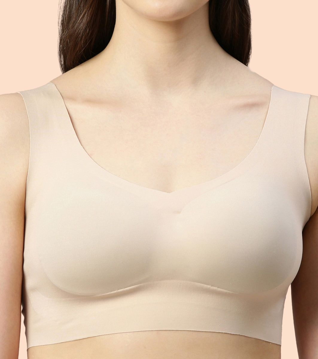 Enamor InvisiBra F070 Ultra Smooth Freedom Bra for Women- Padded Wirefree and Full Coverage - Pale Skin