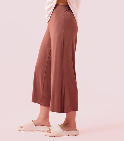 Enamor Essentials E064 Shop In Culotte | Crop Length Culotte With Smart Side Slits - Nutmeg