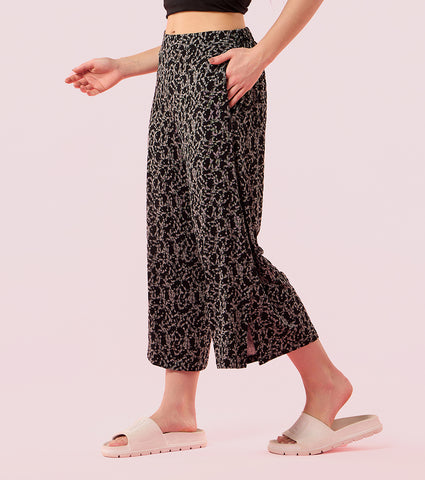 Enamor Essentials EA64 Shop In Culotte | Crop Length Culotte With Smart Side Slits - Jbk Abstract Alchemy