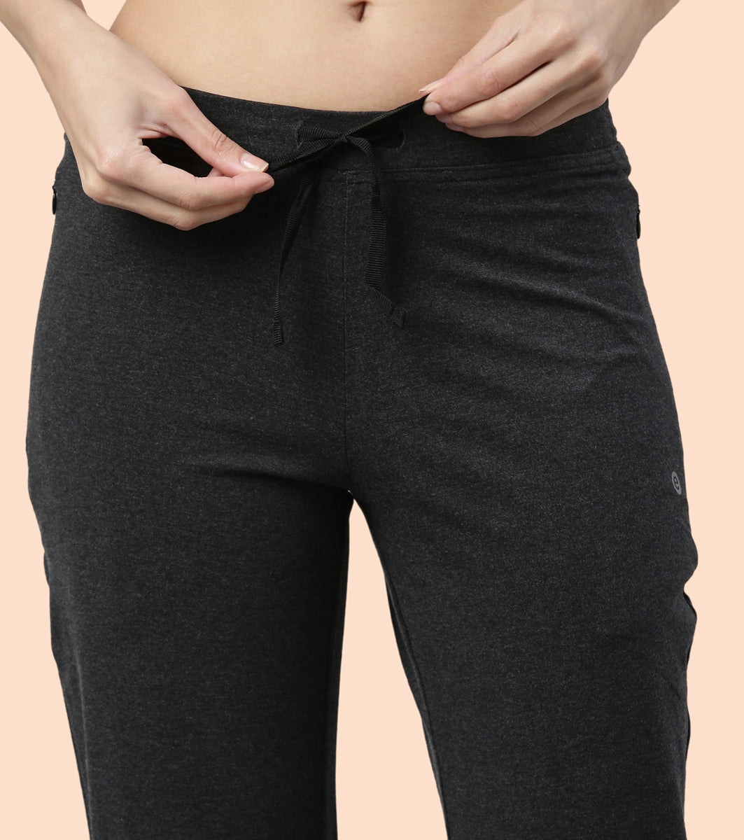 Lounge Pants | Basic Straight Leg Pants With Adjustable Drawstring And Zipper Pockets