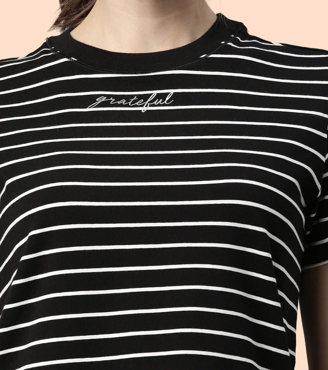 Active Cotton Tee -Stripes | Yarn Dyed Stripe Short Sleeve Anti-Odour Cotton Tee With Graphic