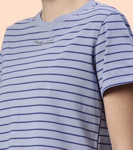 Active Cotton Tee -Stripes | Yarn Dyed Stripe Short Sleeve Anti-Odour Cotton Tee With Graphic