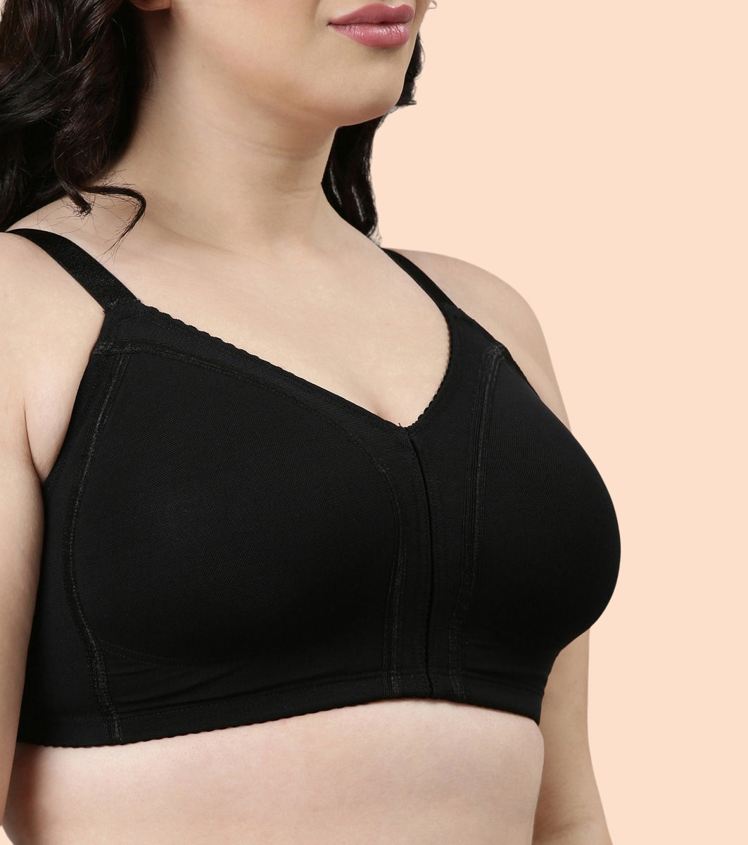 Enamor Body Transform F097 Smooth Contour Lift Bra for Women- Full Coverage, Non Padded and Wirefree - Black