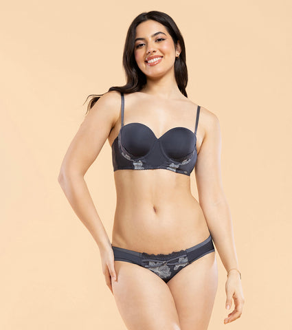 Enamor P143 Ultra Low Waist Bikini with Luxe Embroidered Lace for a Modern, Chic Look