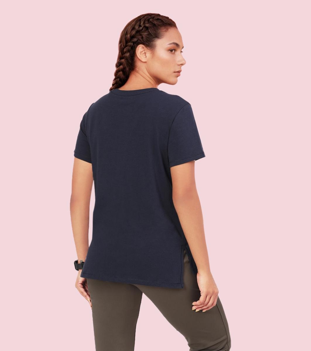 Enamor A301 Short Sleeve Anti-Odour Cotton T-Shirt With Graphic Print - Navy Explore