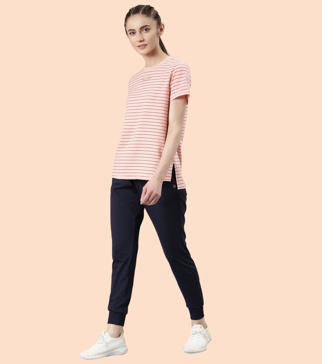 Active Cotton Tee -Stripes | Yarn Dyed Stripe Short Sleeve Anti-Odour Cotton Tee With Graphic